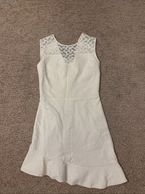 Maje minidress White Lace Sleeveless Mini Dress cotton asymmetrical medium